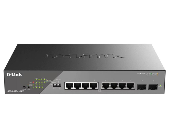 D-Link 10-Port Gigabit Ethernet PoE+ Surveillance Switch ryhmässä TIETOKOONET & TARVIKKEET / Verkko / Kytkimet @ TP E-commerce Nordic AB (C59847)