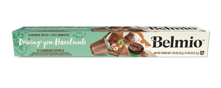 belmio Espresso Hazelnut maku, 10kpl kahvikapseleita, LYHYET PÄIVÄMÄÄRÄISET ryhmässä KOTI, TALOUS JA PUUTARHA / Kodinkoneet / Kahvikoneet ja tarvikkeet / Kahvikapselit @ TP E-commerce Nordic AB (C59974)