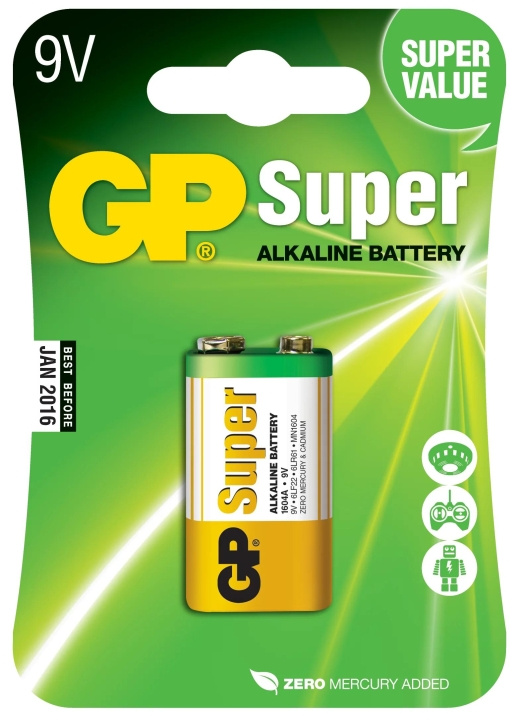 GP Super Alkaline 9V 1 Pack (B) ryhmässä KODINELEKTRONIIKKA / Paristot & Laturit / Akut / 9V @ TP E-commerce Nordic AB (C59987)