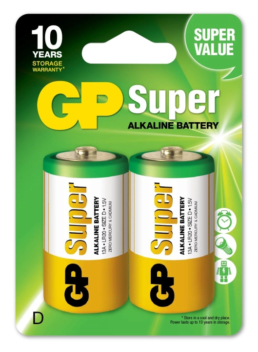 GP Super Alkaline D 2 Pack (B) ryhmässä KODINELEKTRONIIKKA / Paristot & Laturit / Akut / Muut @ TP E-commerce Nordic AB (C59990)