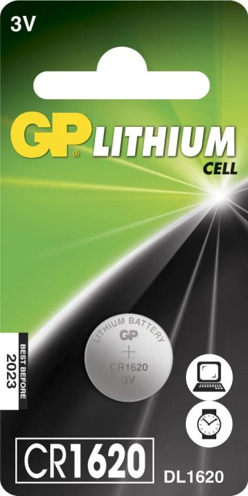 GP CR1620 litiumkolikko 1 pakkaus (B) ryhmässä KODINELEKTRONIIKKA / Paristot & Laturit / Akut / Nappiparistot @ TP E-commerce Nordic AB (C60001)