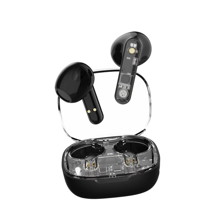 Streetz T150 TWS earphones, Transparent, Black ryhmässä KODINELEKTRONIIKKA / Ääni & Kuva / Kuulokkeet & Tarvikkeet / Kuulokkeet @ TP E-commerce Nordic AB (C60042)