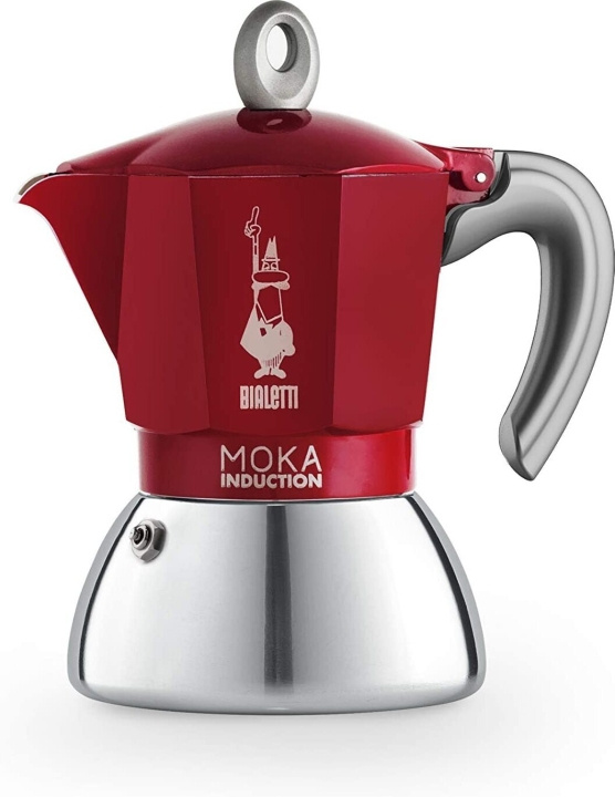 Bialetti Moka Induction Red -mutteripannu, 4 kuppia ryhmässä KOTI, TALOUS JA PUUTARHA / Kodinkoneet / Kahvikoneet ja tarvikkeet / Kahvinkeittimet @ TP E-commerce Nordic AB (C60124)