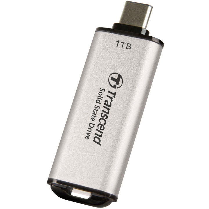 Transcend Portabel Mini SSD ESD300C USB-C 1TB 10Gbps (R1050/W950 Mb/s) Silver ryhmässä TIETOKOONET & TARVIKKEET / Tietokonetarvikkeet / Ulkoiset kovalevyt @ TP E-commerce Nordic AB (C60278)