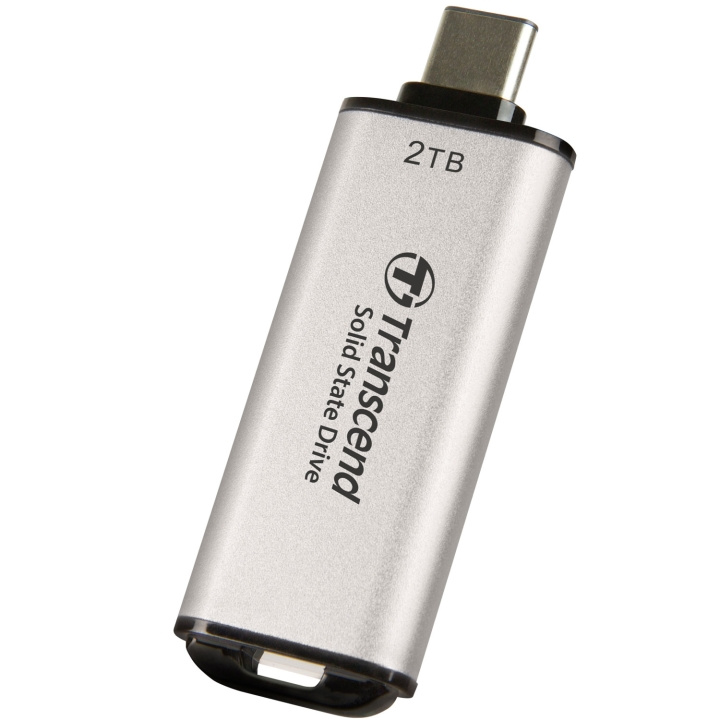 Transcend Portabel Mini SSD ESD300C USB-C 2TB 10Gbps (R1050/W950 Mb/s) Silver ryhmässä TIETOKOONET & TARVIKKEET / Tietokonetarvikkeet / Ulkoiset kovalevyt @ TP E-commerce Nordic AB (C60279)