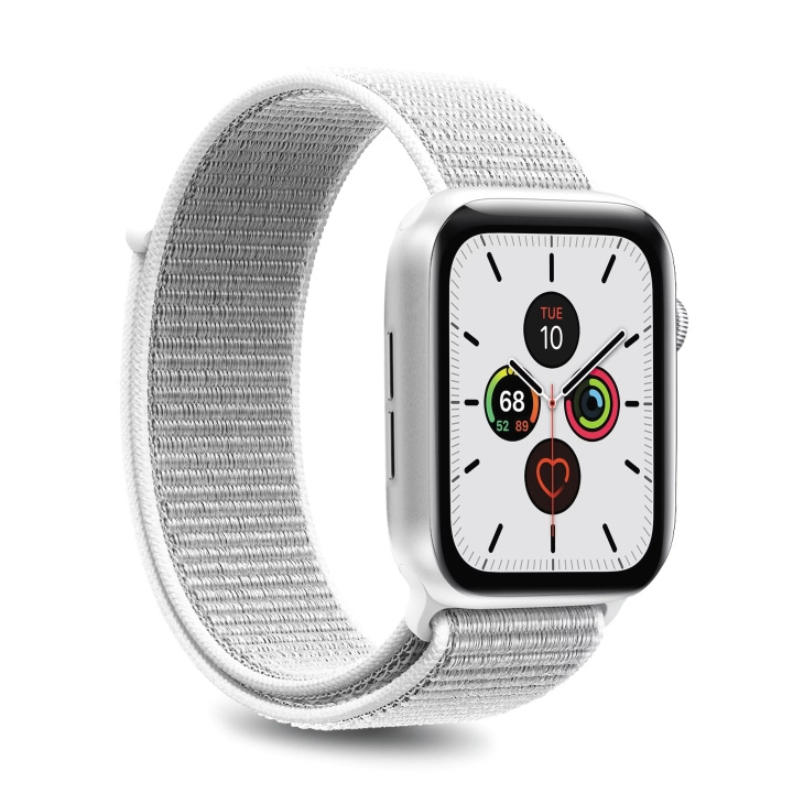 Puro Apple Watch Band, 42-44mm, S/M & M/L, Nylon, Vit ryhmässä ÄLYPUHELIMET JA TABLETIT / Urheilu, koti ja vapaa-aika / Apple Watch & tarvikkeet / Tarvikkeet @ TP E-commerce Nordic AB (C60595)