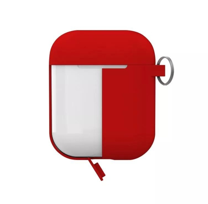 Puro Silicon Case for AirPods 2016/19 w/carabin, Red ryhmässä KODINELEKTRONIIKKA / Ääni & Kuva / Kuulokkeet & Tarvikkeet / Tarvikkeet @ TP E-commerce Nordic AB (C60701)