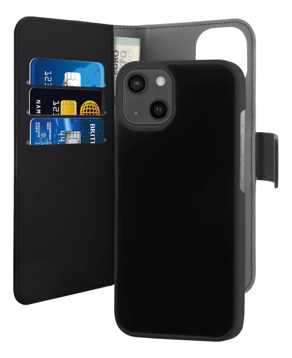 Puro iPhone 13 Mini Mini EcoLeather Wallet Detach black ryhmässä ÄLYPUHELIMET JA TABLETIT / Puhelimen suojakotelo / Apple / iPhone 13 Mini / Kotelo @ TP E-commerce Nordic AB (C60716)