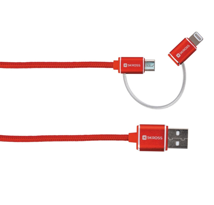 SKROSS RED 2in1 Charge\'n Sync Micro USB & Lightning Cable ryhmässä ÄLYPUHELIMET JA TABLETIT / Laturit & Kaapelit / Kaapelit / Lightning kaapelit @ TP E-commerce Nordic AB (C60750)