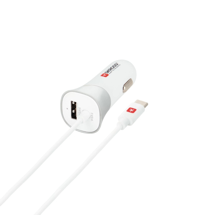 SKROSS USB-autolaturi C-tyypin kaapelilla (2.0) ryhmässä ÄLYPUHELIMET JA TABLETIT / Laturit & Kaapelit / Autolaturi / Autolaturi Tyyppi C @ TP E-commerce Nordic AB (C60754)