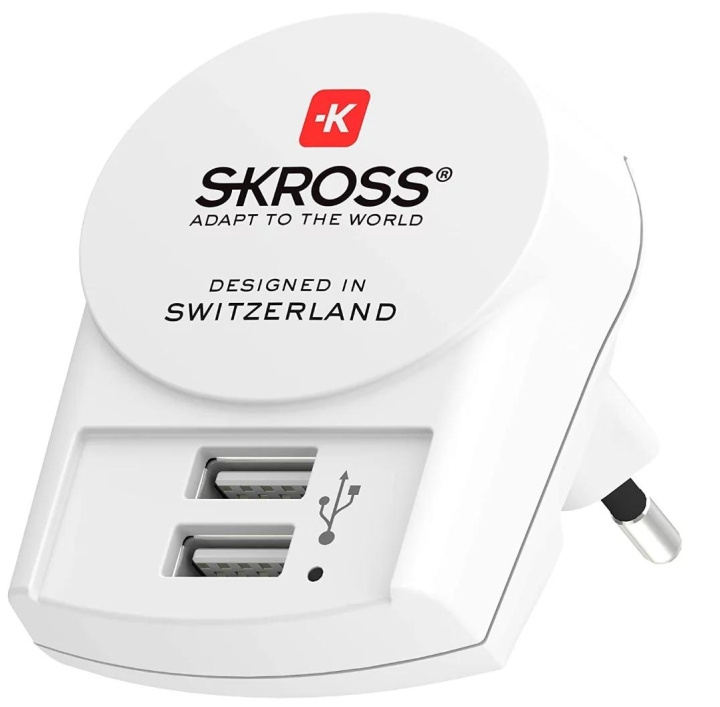 SKROSS Euro USB Charger - 2xType A - BULK ryhmässä KOTI, TALOUS JA PUUTARHA / Sähkö & Valaistus / Matkasovittimet @ TP E-commerce Nordic AB (C60772)