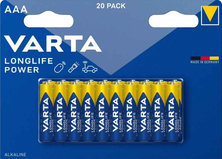 Varta Longlife Power AAA 20 Pack ryhmässä KODINELEKTRONIIKKA / Paristot & Laturit / Akut / AAA @ TP E-commerce Nordic AB (C60775)