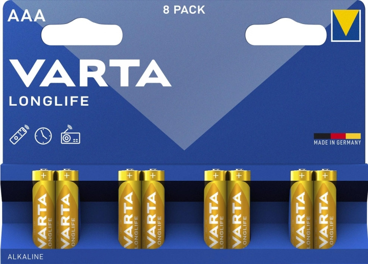 Varta Longlife AAA 8 Pack (B) ryhmässä KODINELEKTRONIIKKA / Paristot & Laturit / Akut / AAA @ TP E-commerce Nordic AB (C60784)