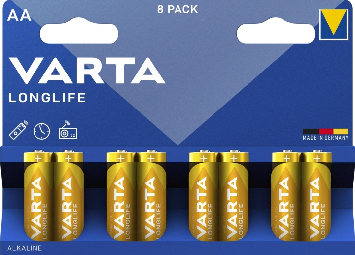 Varta Longlife AA 8 Pack (B) ryhmässä KODINELEKTRONIIKKA / Paristot & Laturit / Akut / AA @ TP E-commerce Nordic AB (C60785)