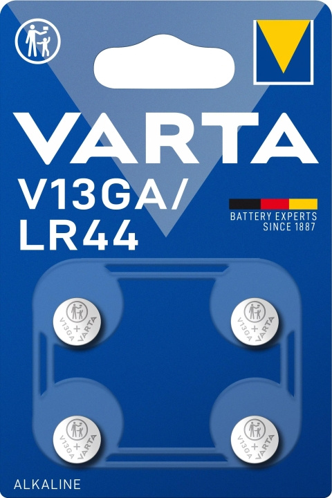 Varta V13GA/LR44 Alkaline 4 Pack ryhmässä KODINELEKTRONIIKKA / Paristot & Laturit / Akut / Nappiparistot @ TP E-commerce Nordic AB (C60803)