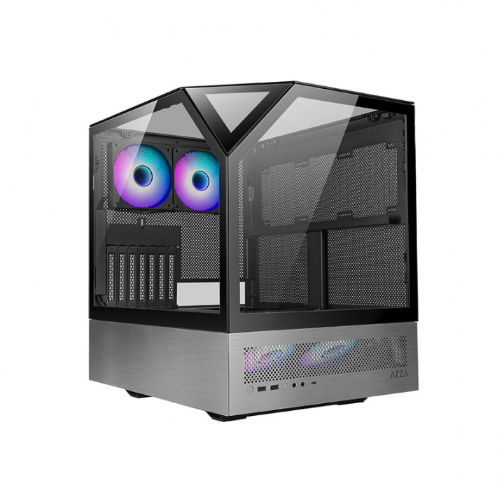 AZZA Sanctum 810 Tower Extended ATX No Power Supply Black Silver ryhmässä TIETOKOONET & TARVIKKEET / Tietokoneen komponentit / Asennuspohja @ TP E-commerce Nordic AB (C61233)
