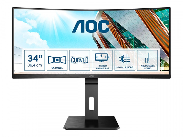 AOC CU34P2A 34 3440 x 1440 (UltraWide) HDMI DisplayPort 100Hz ryhmässä TIETOKOONET & TARVIKKEET / Näytöt / Tietokonenäytöt @ TP E-commerce Nordic AB (C61342)
