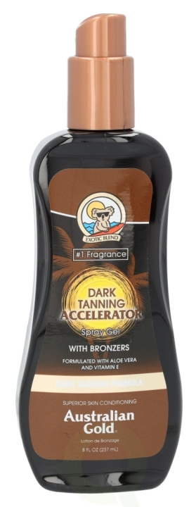 Australian Gold Accelerator Spray Gel 237 ml Dark Tanning + With Bronzers / Aloe Vera + Vitamine / Dark tanning Formula ryhmässä KAUNEUS JA TERVEYS / Ihonhoito / Rusketus / Aurinkosuoja @ TP E-commerce Nordic AB (C61849)