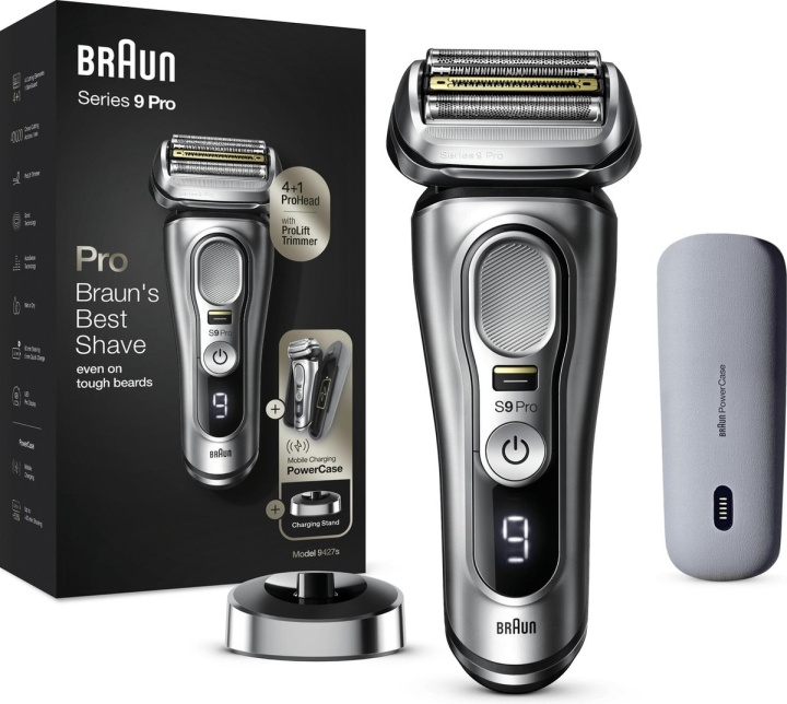 Braun Series 9 Pro 9427s Silver Wet & Dry Shaver ryhmässä KAUNEUS JA TERVEYS / Hiukset &Stailaus / Sheivaus ja trimmaus / Parranajokoneet @ TP E-commerce Nordic AB (C61924)