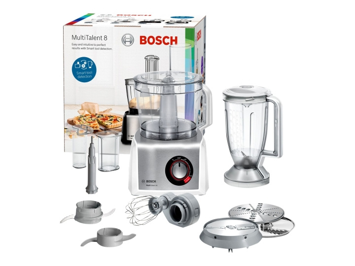 Bosch MultiTalent 8 MC812S814 Köksmaskin 3,9 liter Borstat rostfritt stål/vit ryhmässä KOTI, TALOUS JA PUUTARHA / Kodinkoneet / Yleiskoneet ja monitoimikoneet / Tehosekoittimet @ TP E-commerce Nordic AB (C62039)