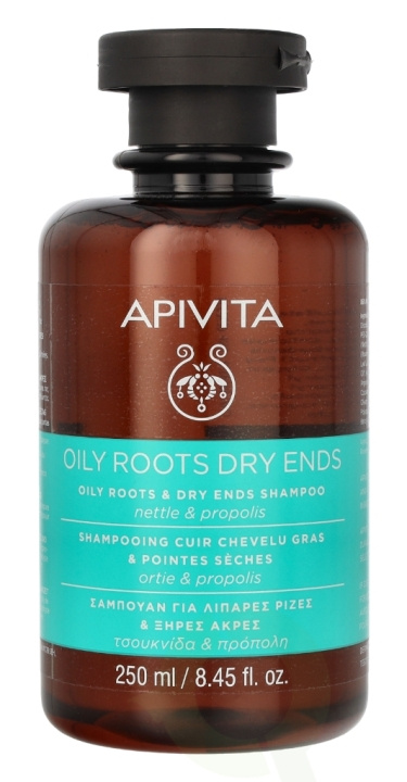 Apivita Oily Roots & Dry Ends Shampoo 250 ml Nettle & Propolis ryhmässä KAUNEUS JA TERVEYS / Hiukset &Stailaus / Hiustenhoito / Shampoo @ TP E-commerce Nordic AB (C62431)