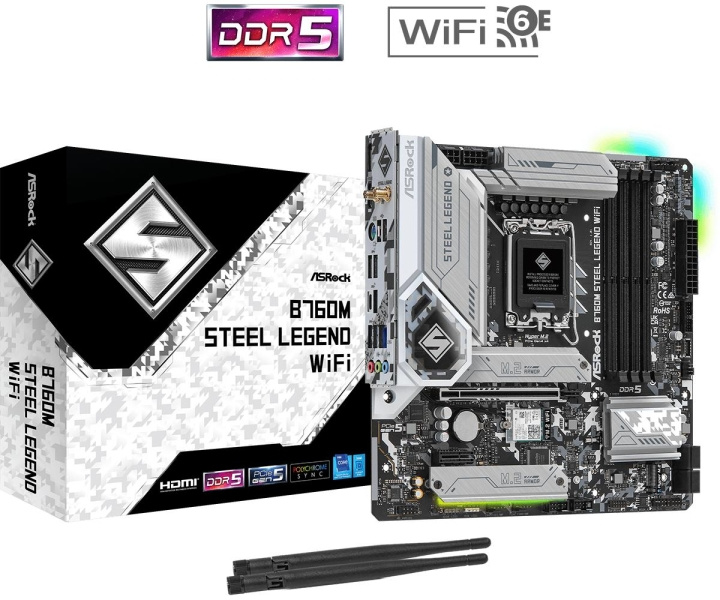 ASRock B760M Steel Legend WiFi Micro-ATX LGA1700 Intel B760 ryhmässä TIETOKOONET & TARVIKKEET / Tietokoneen komponentit / Emolevyt @ TP E-commerce Nordic AB (C62536)