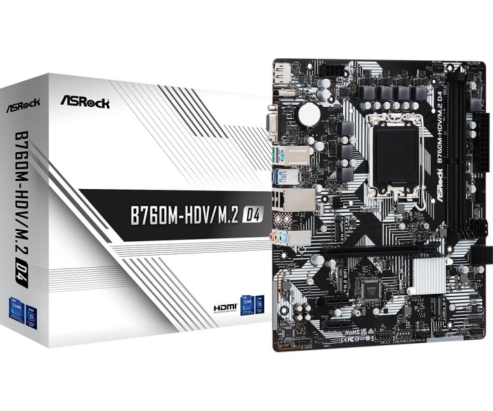 ASRock B760M-HDV/M.2 D4 Micro-ATX LGA1700 Intel B760 ryhmässä TIETOKOONET & TARVIKKEET / Tietokoneen komponentit / Emolevyt @ TP E-commerce Nordic AB (C62537)