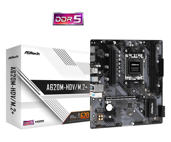 ASRock A620M-HDV/M.2+ Micro-ATX AM5 AMD A620 ryhmässä TIETOKOONET & TARVIKKEET / Tietokoneen komponentit / Emolevyt @ TP E-commerce Nordic AB (C62553)