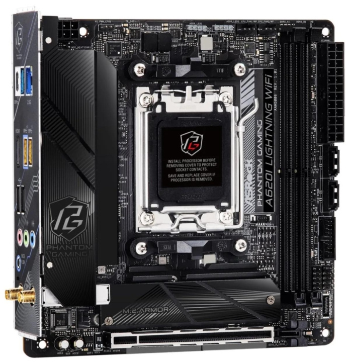 ASRock Phantom Gaming A620I Lightning WiFi Micro-ATX Socket AM5 AMD A620 ryhmässä TIETOKOONET & TARVIKKEET / Tietokoneen komponentit / Emolevyt @ TP E-commerce Nordic AB (C62582)