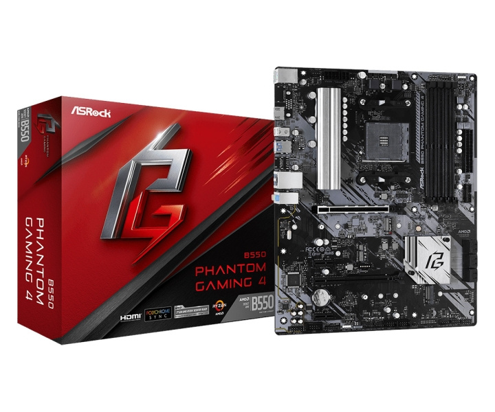 ASRock B550 Phantom Gaming 4 ATX AM4 AMD B550 ryhmässä TIETOKOONET & TARVIKKEET / Tietokoneen komponentit / Emolevyt @ TP E-commerce Nordic AB (C62627)