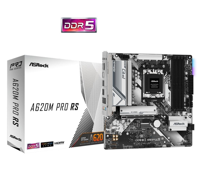 ASRock A620M PRO RS - mATX AM5 ryhmässä TIETOKOONET & TARVIKKEET / Tietokoneen komponentit / Emolevyt @ TP E-commerce Nordic AB (C62693)