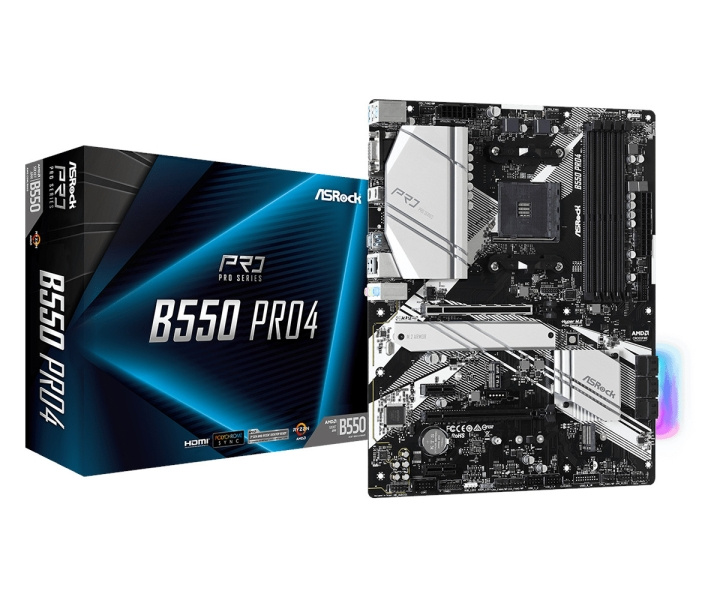 ASRock B550 Pro4 ATX AM4 AMD B550 ryhmässä TIETOKOONET & TARVIKKEET / Tietokoneen komponentit / Emolevyt @ TP E-commerce Nordic AB (C62734)