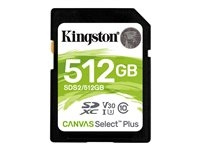 Kingston Canvas Select Plus SDXC 512GB 100MB/s ryhmässä KODINELEKTRONIIKKA / Tallennusvälineet / Muistikortit / MicroSD/HC/XC @ TP E-commerce Nordic AB (C63130)