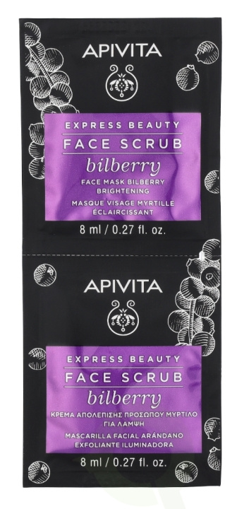 Apivita Express Beauty Face Scrub Set 16 ml 2x8ml - Bilberry ryhmässä KAUNEUS JA TERVEYS / Ihonhoito / Kasvot / Puhdistus @ TP E-commerce Nordic AB (C63430)