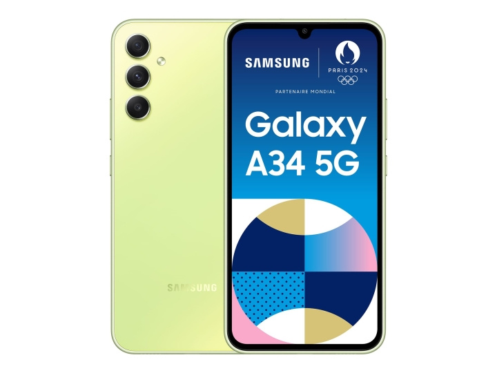 Samsung Galaxy A34 5G 128GB Lime ryhmässä ÄLYPUHELIMET JA TABLETIT / Kännykät & smartphones @ TP E-commerce Nordic AB (C63563)
