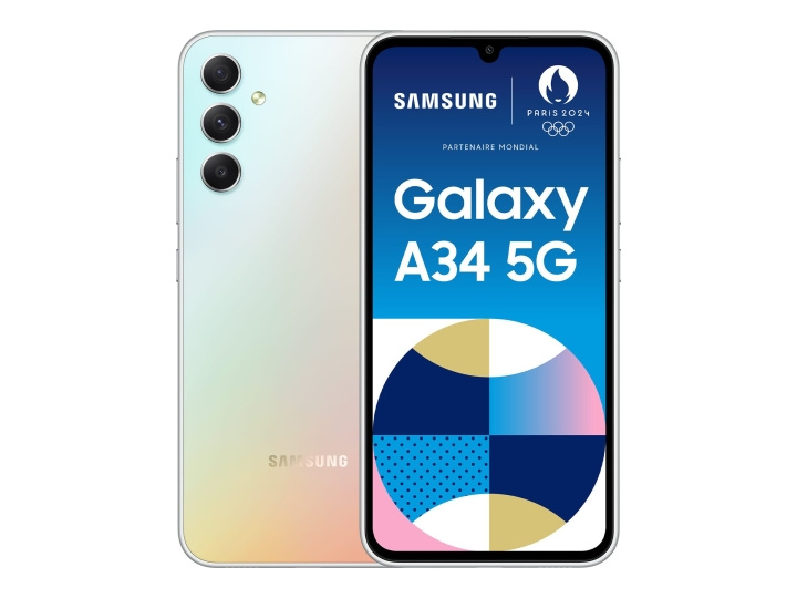 Samsung Galaxy A34 5G 6.6 128GB Silver ryhmässä ÄLYPUHELIMET JA TABLETIT / Kännykät & smartphones @ TP E-commerce Nordic AB (C63565)