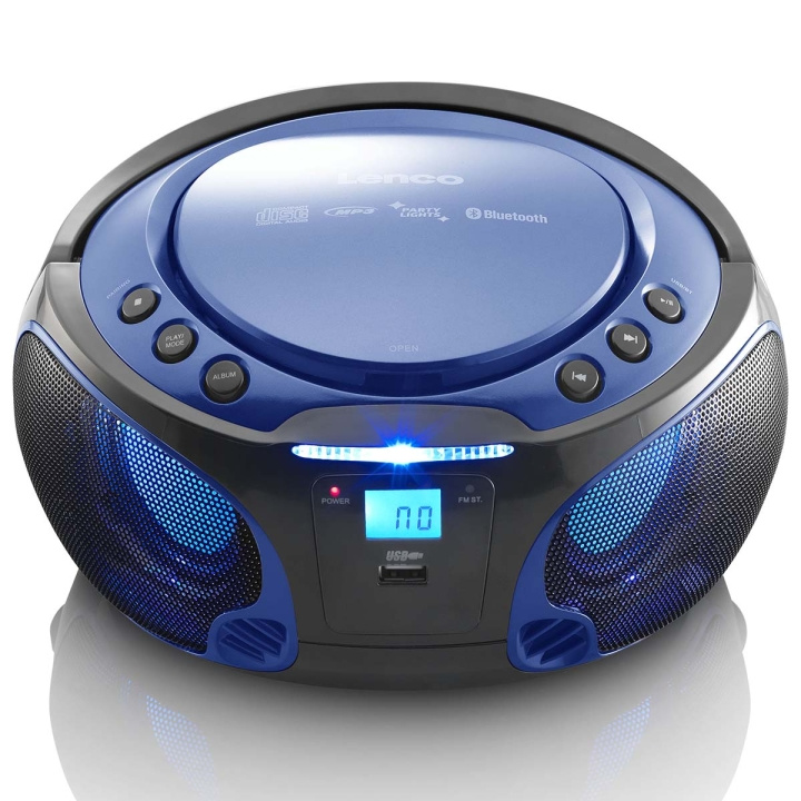 Lenco SCD-550BU Kannettava FM-radio CD/MP3/USB/Bluetooth®-soitin LED-valaistuksella Sininen ryhmässä KODINELEKTRONIIKKA / Ääni & Kuva / Kotiteatteri, HiFi ja kannettavat / Kannettavat musiikkisoittimet / CD-sottimet @ TP E-commerce Nordic AB (C64492)