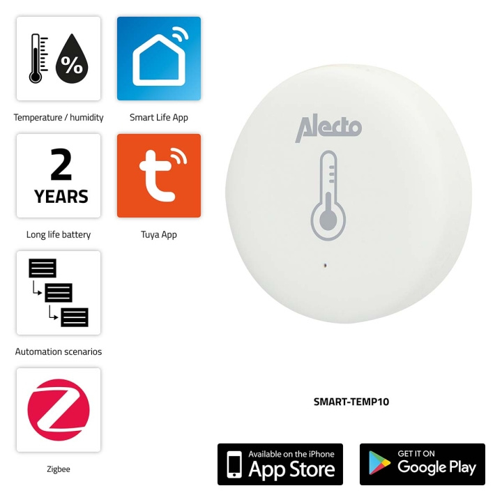 Alecto SMART-TEMP10 Smart Zigbee lämpötila- ja kosteusanturi ryhmässä KOTI, TALOUS JA PUUTARHA / Älykodit / Älykkäät anturit @ TP E-commerce Nordic AB (C64505)