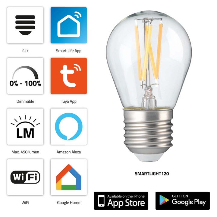 Alecto SMARTLIGHT120 Älykäs hehkulanka-LED-lamppu Wi-Fi-yhteydellä ryhmässä KOTI, TALOUS JA PUUTARHA / Älykodit / Älykäs valaistus @ TP E-commerce Nordic AB (C64509)