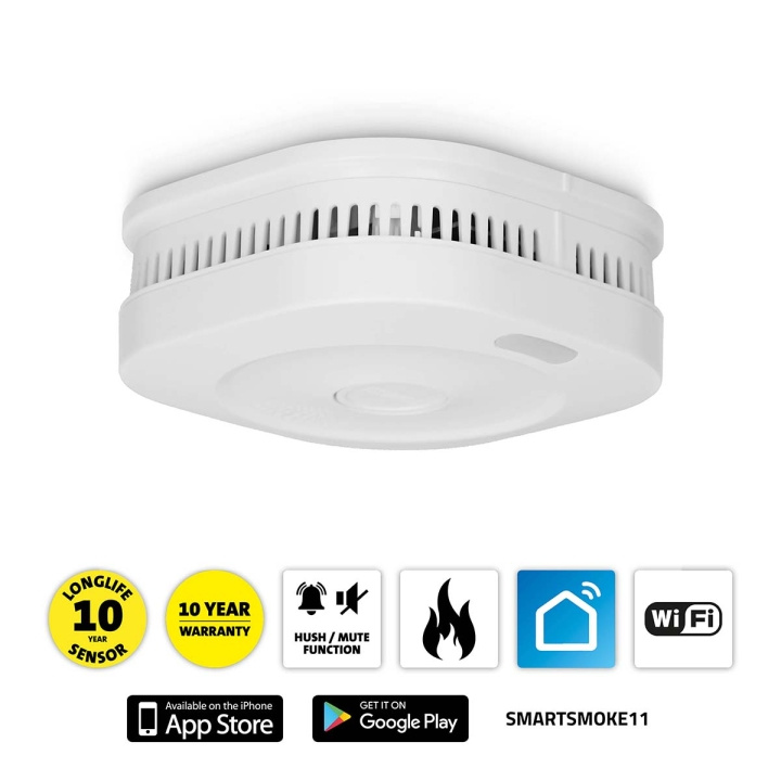 Alecto SMARTSMOKE11 Wi-Fi Smart -palovaroitin ryhmässä KOTI, TALOUS JA PUUTARHA / Hälytys ja turvallisuus / Palo, savu, kaasu / Palovaroittimet @ TP E-commerce Nordic AB (C64513)