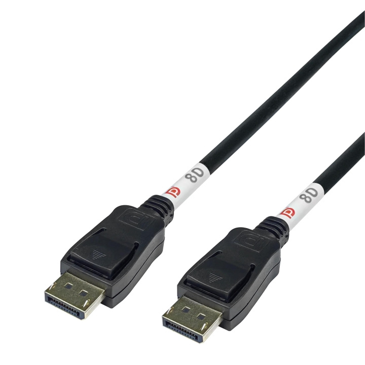 DELTACO DisplayPort cable, DP 2.1, DP80, 1m ryhmässä TIETOKOONET & TARVIKKEET / Kaapelit & Sovittimet / DisplayPort / Kaapelit @ TP E-commerce Nordic AB (C64740)