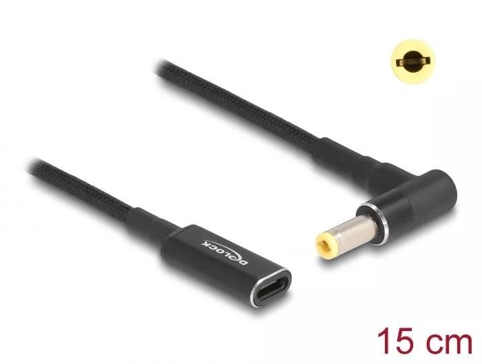 DeLOCK Laptop Charging Cable USB Type-C female to 5.5 x 2.5 mm 15cm ryhmässä TIETOKOONET & TARVIKKEET / Kannettavat tietokoneet & tarvikkeet / Laturi / Seinälaturi / Universal @ TP E-commerce Nordic AB (C64748)