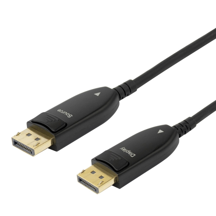 DELTACO Displayport 1.4 cable, AOC, 8K@30Hz, 10m, black ryhmässä TIETOKOONET & TARVIKKEET / Kaapelit & Sovittimet / DisplayPort / Kaapelit @ TP E-commerce Nordic AB (C64780)