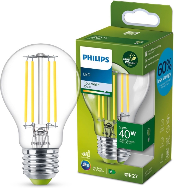 Philips Ultra Efficient LED -lamppu, E27, 4000K, 485 lm, kirkaspintainen ryhmässä KODINELEKTRONIIKKA / Valaistus / LED-lamput @ TP E-commerce Nordic AB (C64853)