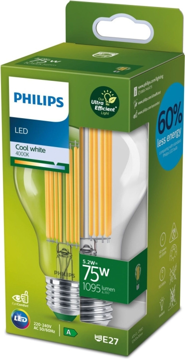 Philips Ultra Efficient LED -lamppu, E27, 4000 K, 1095 lm, kirkaspintainen ryhmässä KODINELEKTRONIIKKA / Valaistus / LED-lamput @ TP E-commerce Nordic AB (C64854)
