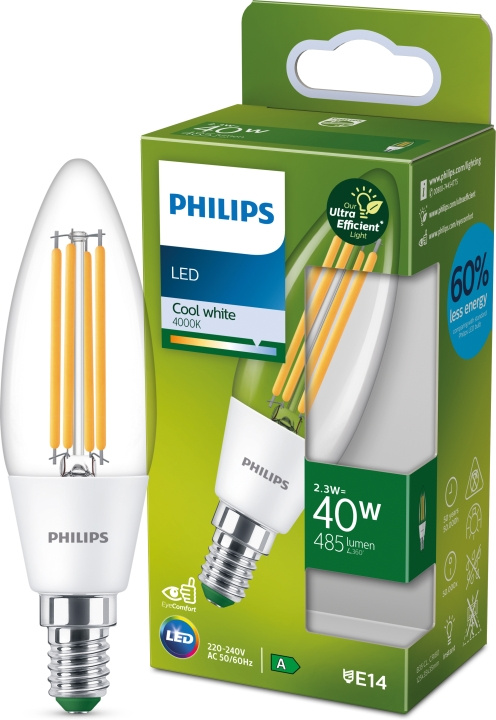 Philips Ultra Efficient LED -kynttilälamppu, E14, 4000K, 485 lm, kirkaspintainen ryhmässä KODINELEKTRONIIKKA / Valaistus / LED-lamput @ TP E-commerce Nordic AB (C64855)