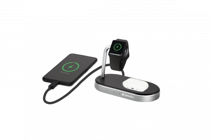 Verbatim WCS-02 Alu 3-in-1 Qi MFi Wireless QC 3.0 Charger ryhmässä ÄLYPUHELIMET JA TABLETIT / Laturit & Kaapelit / Qi Langaton laturi @ TP E-commerce Nordic AB (C65093)