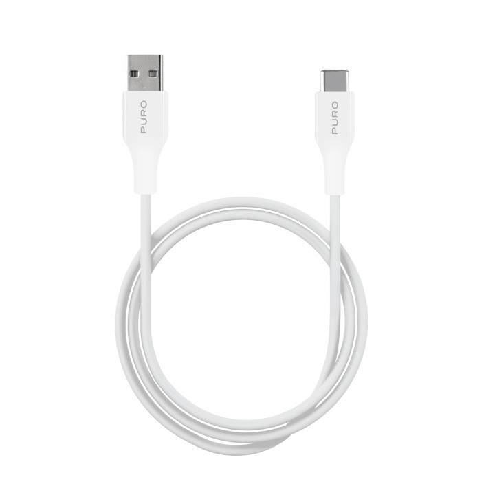 Puro USB-A - USB-C kabel, 1m, vit ryhmässä TIETOKOONET & TARVIKKEET / Kaapelit & Sovittimet / USB / USB-C @ TP E-commerce Nordic AB (C65271)