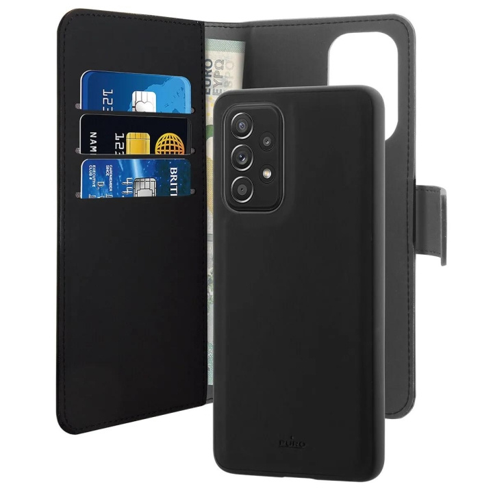 Puro Samsung Galaxy A53 5G Wallet Detachable, black ryhmässä ÄLYPUHELIMET JA TABLETIT / Puhelimen suojakotelo / Samsung @ TP E-commerce Nordic AB (C65302)