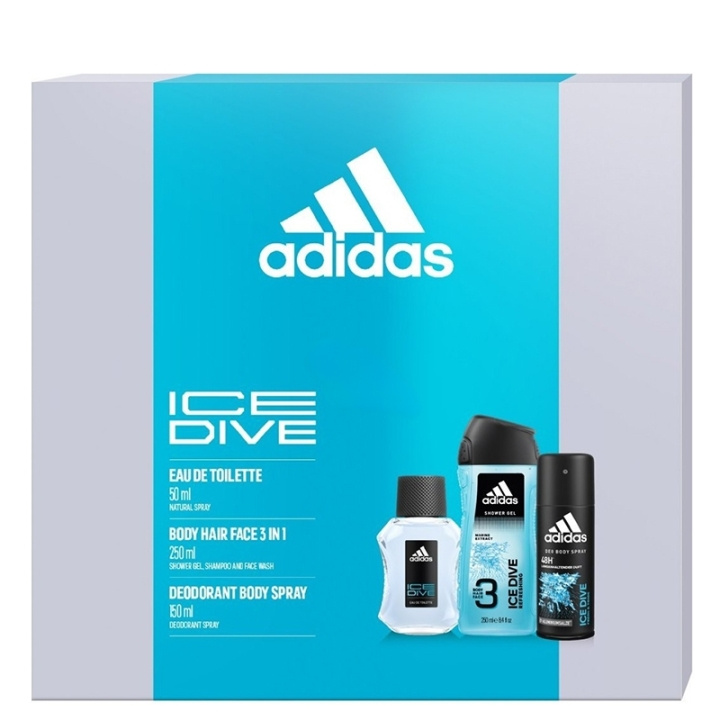 adidas Ice Dive For Him Edt 100ml + Deospray 150ml + Shower Gel 250ml ryhmässä KAUNEUS JA TERVEYS / Lahjapakkaukset / Miesten lahjapakkaukset @ TP E-commerce Nordic AB (C65679)